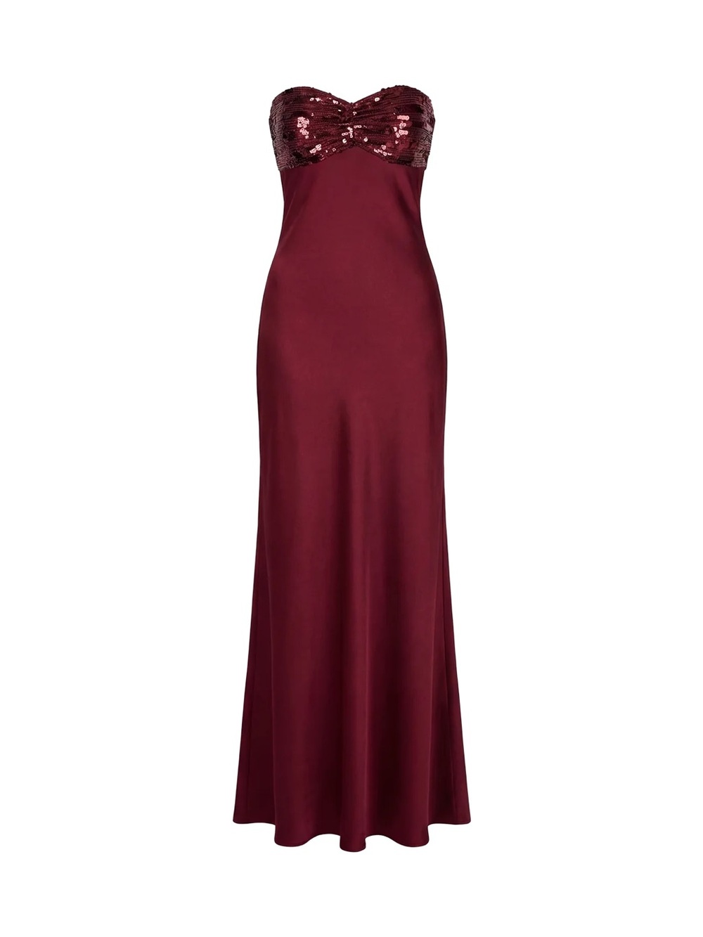 See The Vision Sequin Bust Strapless Maxi Dress Burgundy - Picture 7 of 14